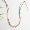  Emmie Green and Gold Layered Necklace | Triple Layer Chain and Bead Necklace