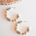  Karrie Natural Wood and Periwinkle Beaded Gold Hoop Earrings