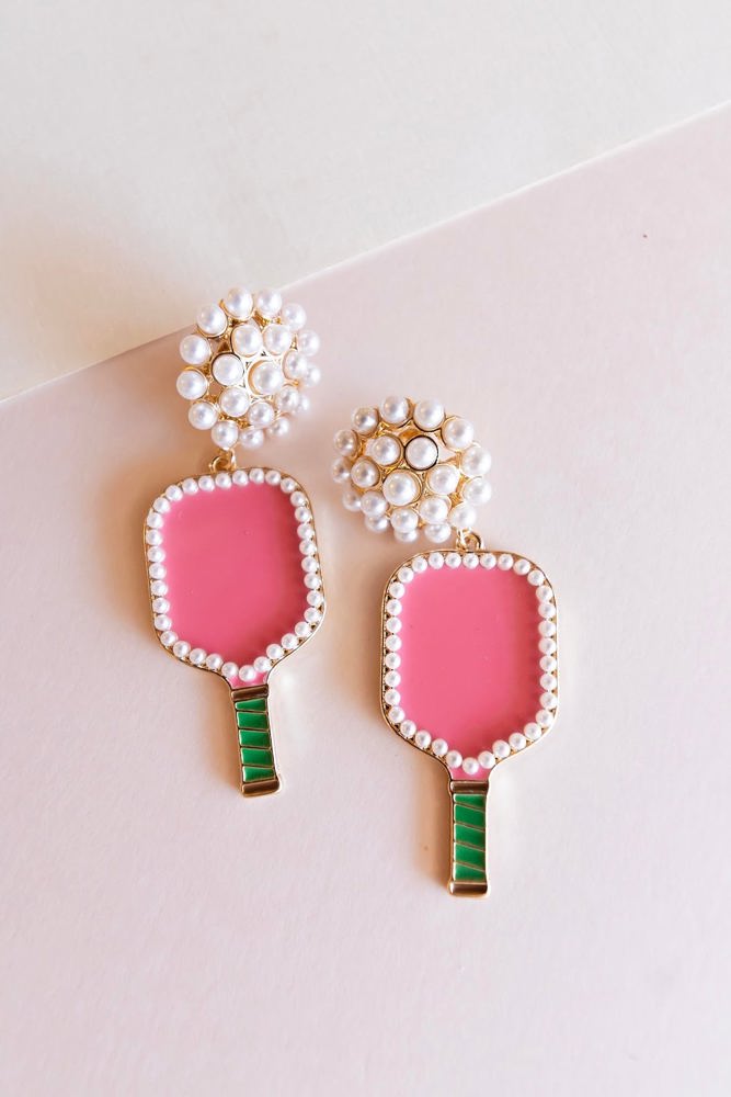 Pickleball Earrings | Pink and Green Earrings | Pickleball Gift 