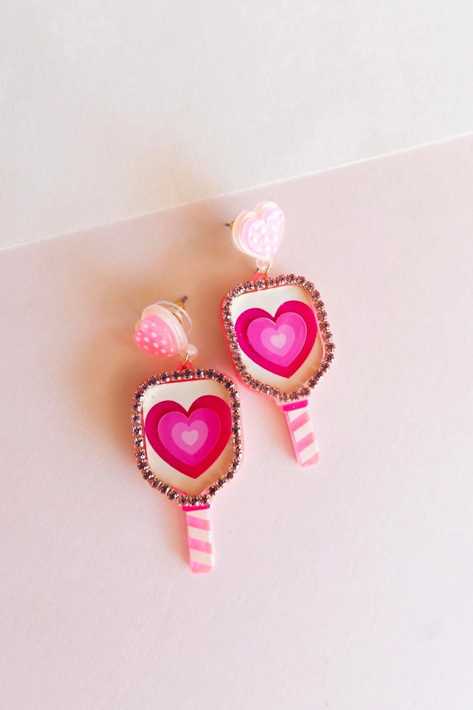 Pickleball Earrings | Heart Earrings | Pickleball Gift 