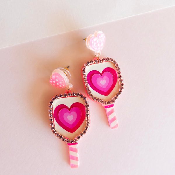 Pickleball Earrings | Heart Earrings | Pickleball Gift 