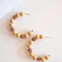  Aurora Clay Bead Hoops | Tan Sparkle Detailed Earrings