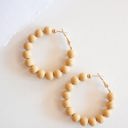  Abigail Clay Bead Hoop | Tan and Gold Natural Earring