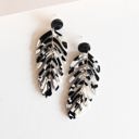  Black and White Marble Dangle | Monstera Leaf Earrings