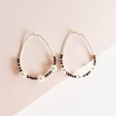  Alexa Flowered Teardrop Hoop | Black and White Delicate Earring