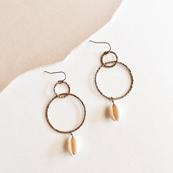 Blake Dangle Hoop Earrings | Gold Hoops with Shells