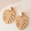  Belle Light Wood Leaf Earring | Monstera Leaf Dangle Earring