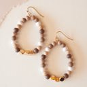  Blaine Beaded Teardrop Earring | Natural and Gold Beaded Dangle