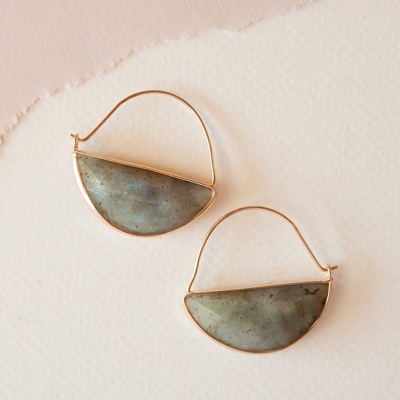 Britney Natural Stone Earring | Gemstone Gold Hoop