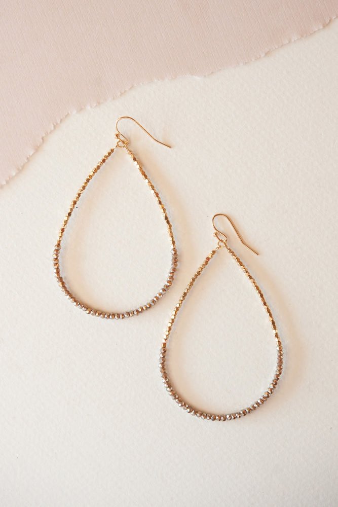 Betty Gold Beaded Teardrop Hoop | Intricate Beaded Earring