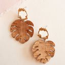  Cam Monstera Gold Cork Dangle | Cork Leather Leaf Earring