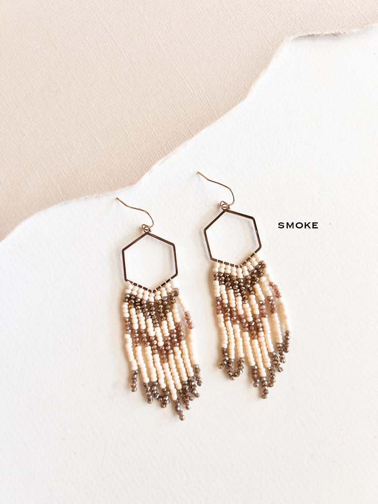 Devon Beaded Fringe Earrings | Colorful Geometric Earrings