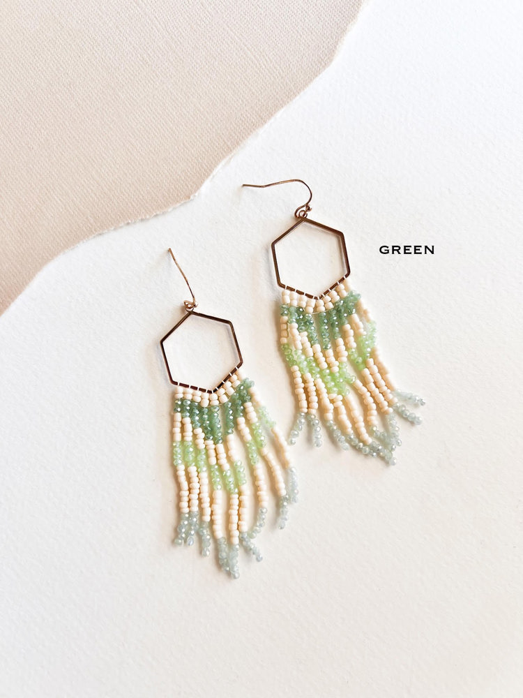 Devon Beaded Fringe Earrings | Colorful Geometric Earrings