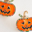  Gemstone Pumpkin Jack'O'Lantern Stud | Halloween Earrings
