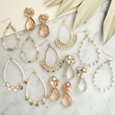  Teardrop Earrings Collection | Neutral Pearl and Crystal Dangle Earrings