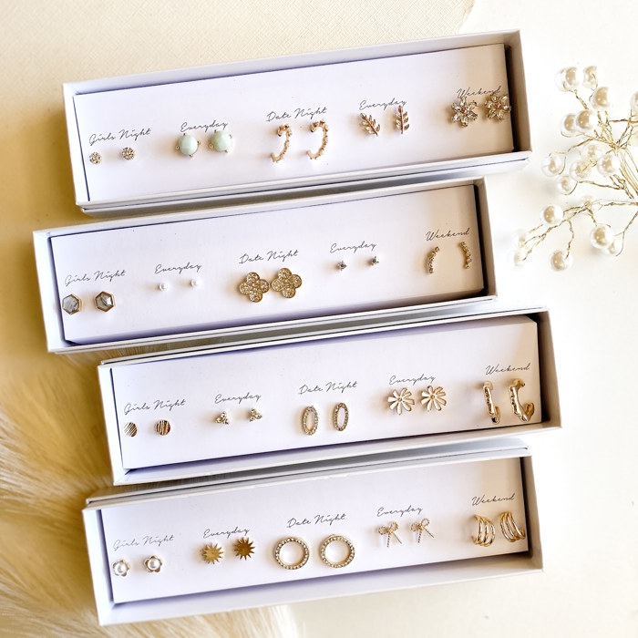 Boxed Stud Earrings Set | Gift Ready Dainty Stud Earrings