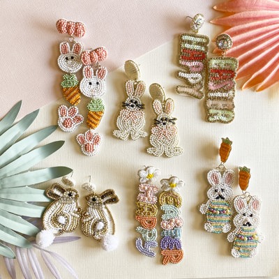 Beaded Easter Earrings | Colorful Bunny Earrings