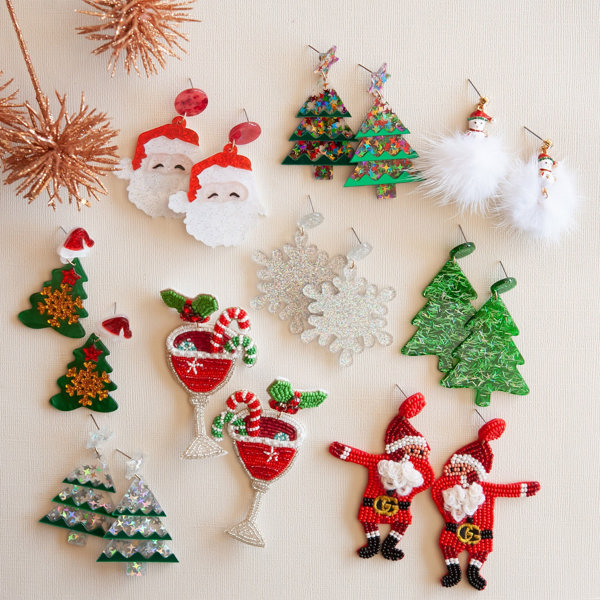 Christmas Earrings | Christmas Tree Jewelry | Colorful Holiday Earrings | Santa Earrings