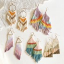  Hand Beaded Tassel Earrings | Colorful Boho Tribal Fringe Earrings | Color Block Seed Bead Danglers