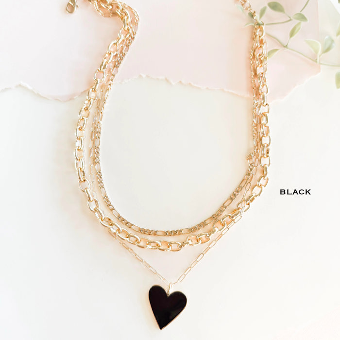 Golden Heartline Necklace | Layered Chain Valentine's Day Necklace