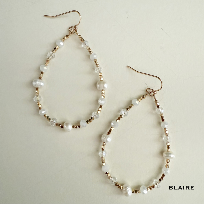 Teardrop Earrings Collection | Neutral Pearl and Crystal Dangle Earrings