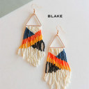  Hand Beaded Tassel Earrings | Colorful Boho Tribal Fringe Earrings | Color Block Seed Bead Danglers