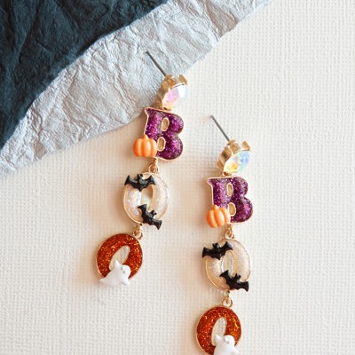 Boo Drop Dangle Halloween Earrings | Bats Pumpkins Ghosts Halloween Earrings