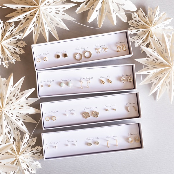 Boxed Stud Earrings Sets | Dainty Earrings Sets | Gift Ready Holiday Earring Sets