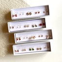  Boxed Christmas Earrings Set | Gift Ready Holiday Stud Sets | Dainty Santa Jewelry | Reindeer Earrings