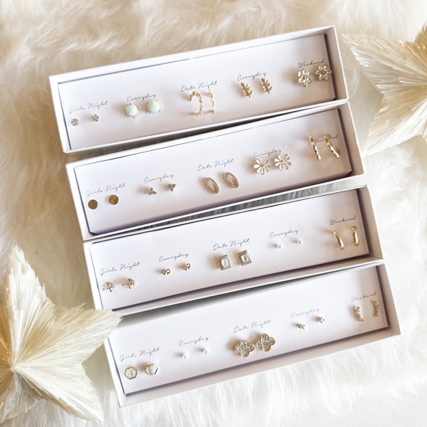 Boxed Stud Earrings Sets | Dainty Earrings Sets | Gift Ready Holiday Earring Sets