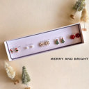 Merry and Bright Boxed Christmas Earrings Set | Gift Ready Holiday Stud Sets | Dainty Santa Jewelry | Reindeer Earrings