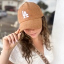 Caramel Corduroy LA Baseball Cap | Earth Tone Dodgers Ball Hat