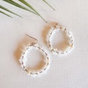  Dawn Delicate Beaded Flower Hoops | Pearl and White Crystal Earrings 