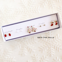 Deck the Halls Boxed Christmas Earrings Set | Gift Ready Holiday Stud Sets | Dainty Santa Jewelry | Reindeer Earrings
