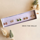 Deck the Halls Boxed Christmas Earrings Set | Gift Ready Holiday Stud Sets | Dainty Santa Jewelry | Reindeer Earrings