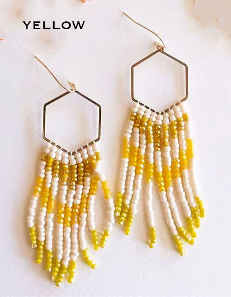 Devon Beaded Fringe Earrings | Colorful Geometric Earrings