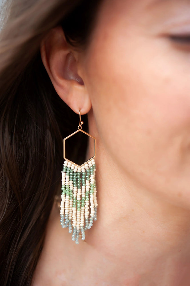 Devon Beaded Fringe Earrings | Colorful Geometric Earrings