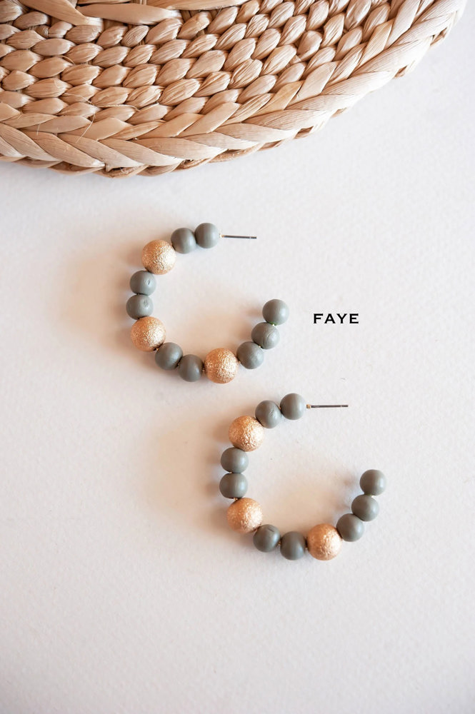 Beaded Hoops | Unique Wood and Crystal Earrings