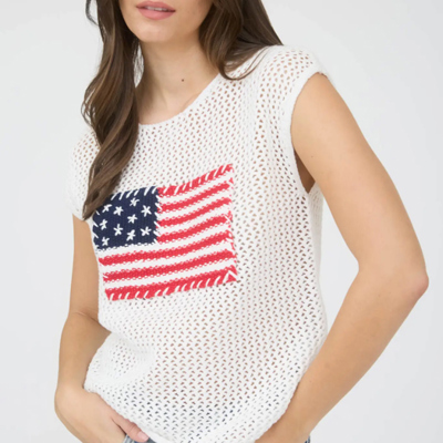 Julia American Flag Crochet Knit Sweater Top