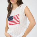  Julia American Flag Crochet Knit Sweater Top