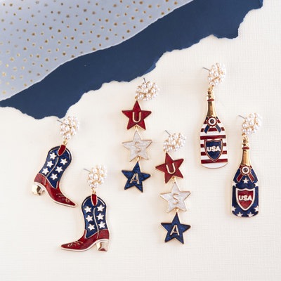 Patriotic 4th of July Party Earrings | Red White and Blue Earrings
