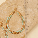  Frannie Beaded Mint and Gold Teardrop Hoops