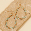 Frannie Beaded Mint and Gold Teardrop Hoops