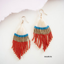  Hand Beaded Tassel Earrings | Color Block Seed Bead Danglers