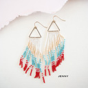  Hand Beaded Tassel Earrings | Color Block Seed Bead Danglers