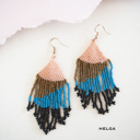  Hand Beaded Tassel Earrings | Color Block Seed Bead Danglers