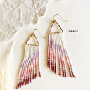  Hand Beaded Tassel Earrings | Colorful Boho Tribal Fringe Earrings | Color Block Seed Bead Danglers