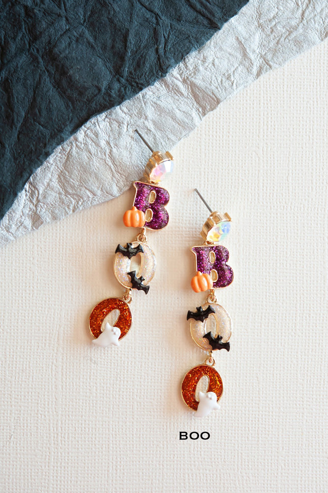 Friendly Halloween Earrings | Harvest Festival Dangle Earrings | Pumpkin | Ghost | Spiders