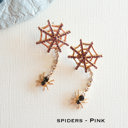 Spiders - Pink Friendly Halloween Earrings | Harvest Festival Dangle Earrings | Pumpkin | Ghost | Spiders