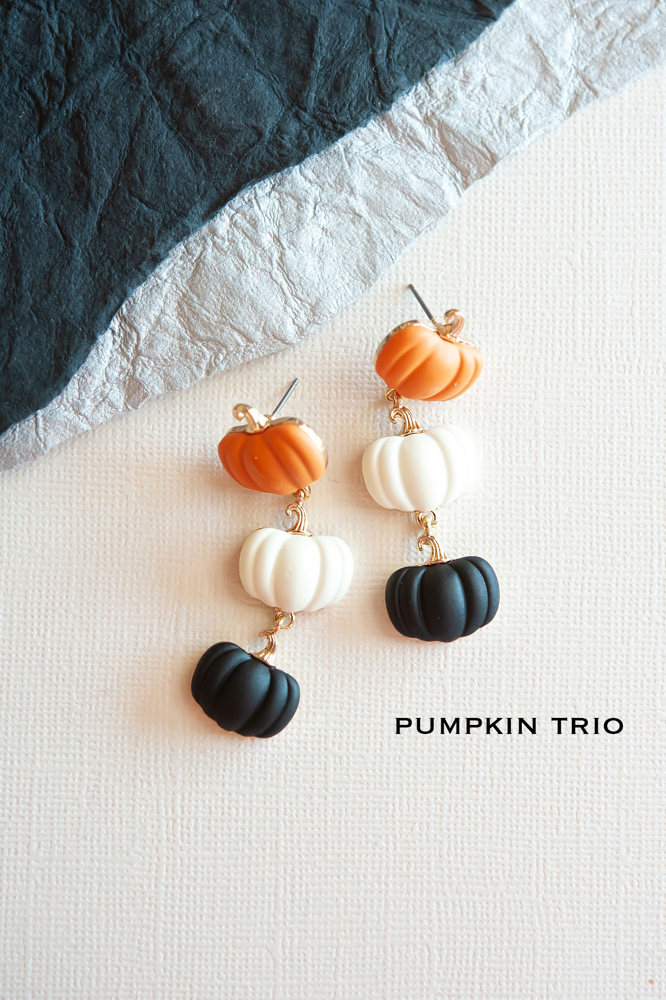 Friendly Halloween Earrings | Harvest Festival Dangle Earrings | Pumpkin | Ghost | Spiders